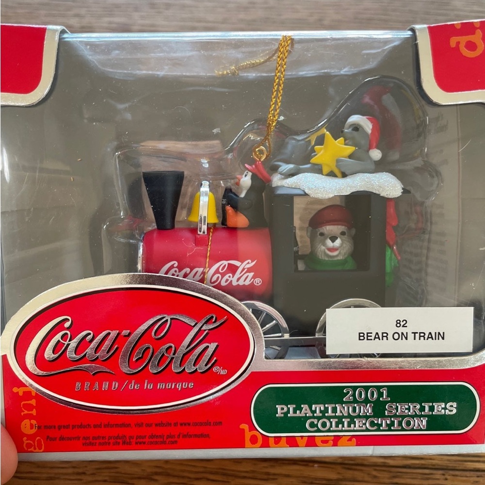 NEW 2001 Coca Cola Christmas ornament bear train